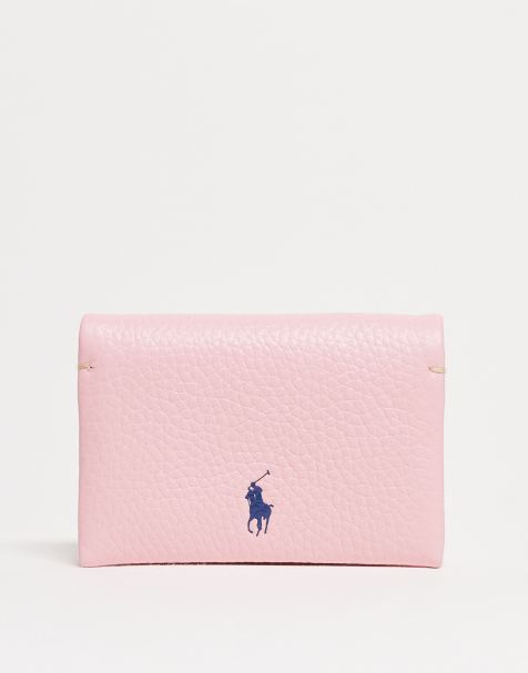Polo Ralph Lauren Polo play leather snap card purse in pink - view 1