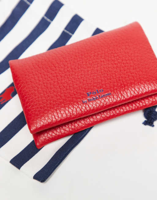 Polo Ralph Lauren polo play leather snap card purse in red, 2 of 3