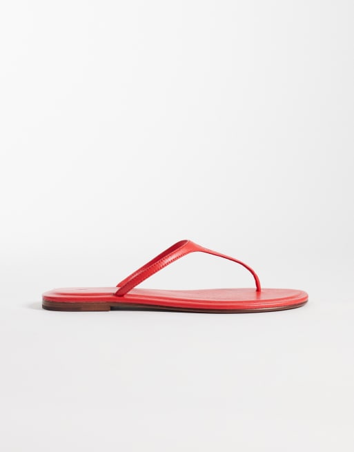 Polo Ralph Lauren polo play leather thong sandals in ruby red, 3 of 4