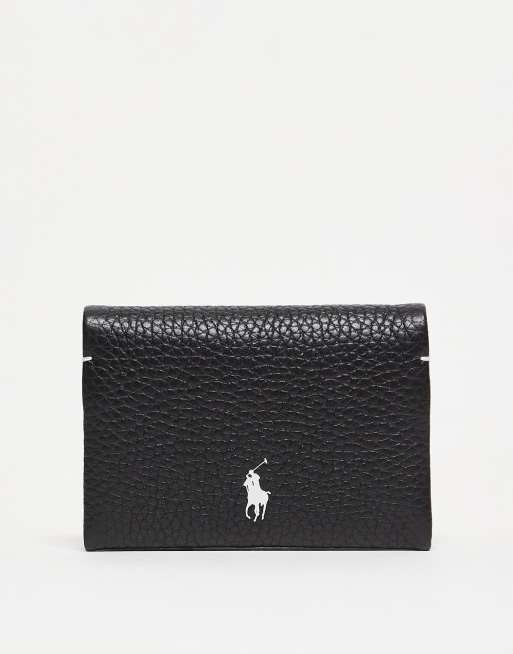 Polo Ralph Lauren - Polo Play - Portemonnaie style porte-cartes en cuir avec fermoir magnétique - Noir