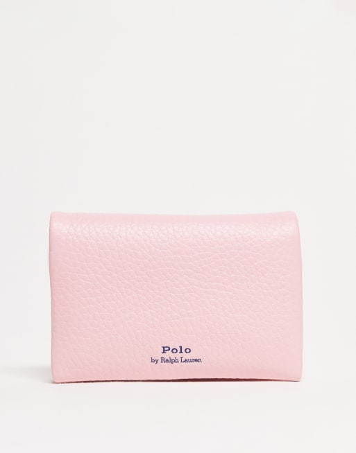 Polo Ralph Lauren - Polo Play - Portemonnaie style porte-cartes en cuir avec fermoir magnétique - Rose