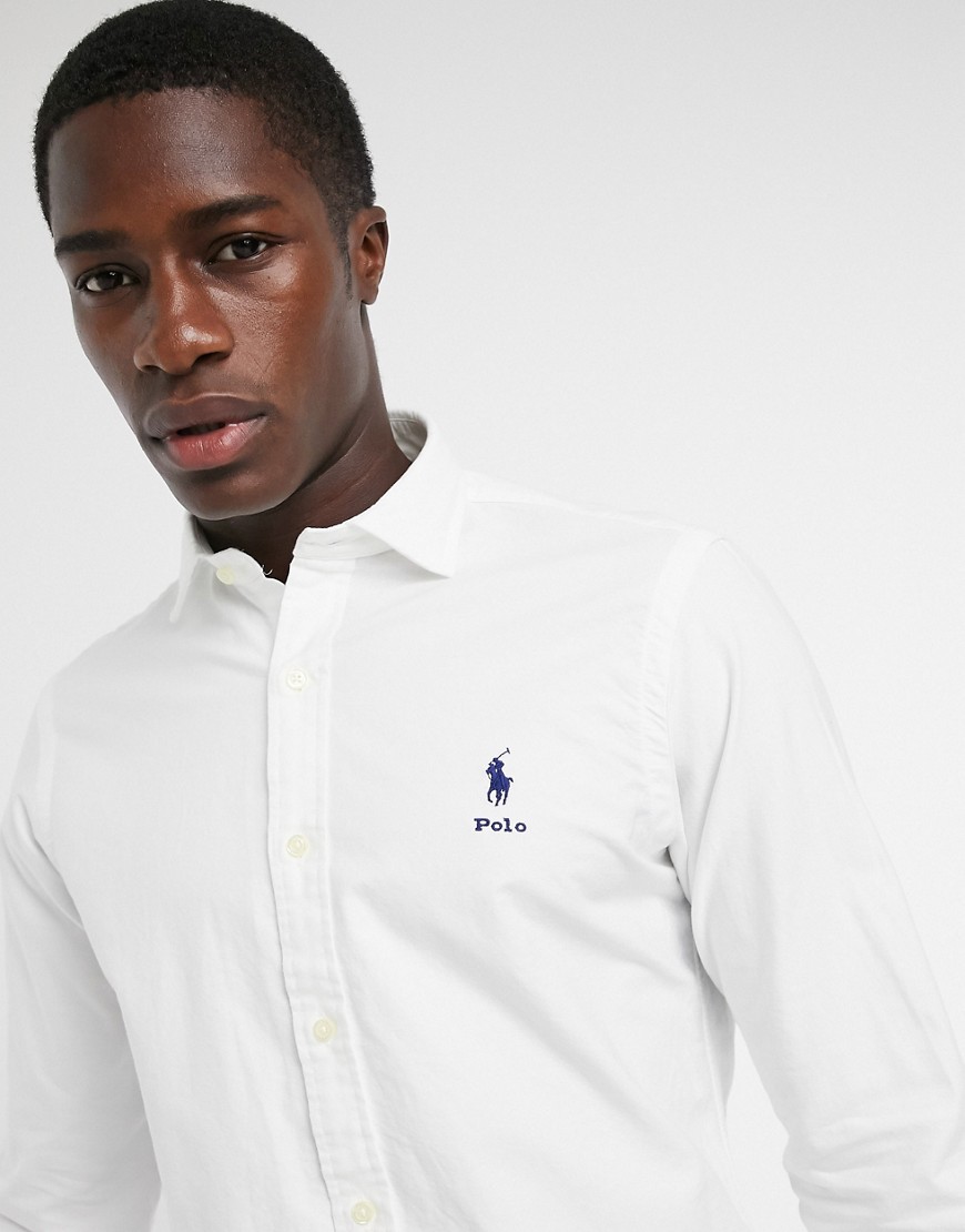 Polo Ralph Lauren polo player script logo regular fit oxford shirt spread collar in white