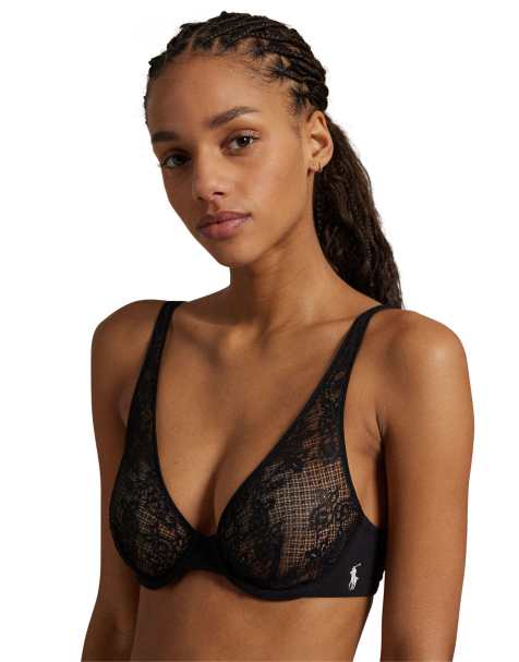Polo Ralph Lauren Polo ralph lauren love collection galoon lace plunge bra in black in onyx - view 1