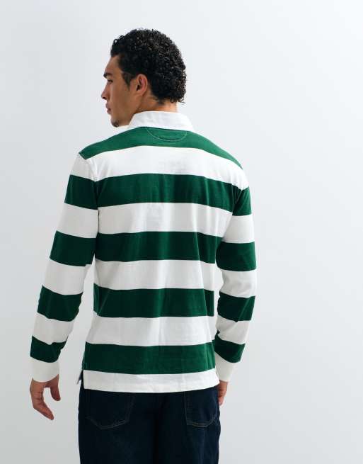 Polo Ralph Lauren polo rugby a maniche lunghe in verde scuro e bianco, 3 di 5