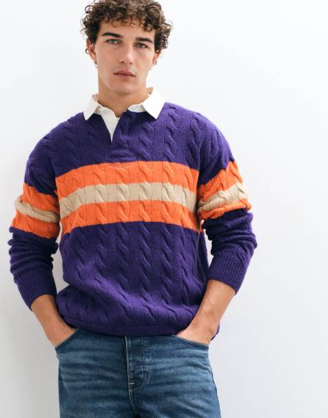 Polo Ralph Lauren polo rugby en maille multicolore violet - view 1