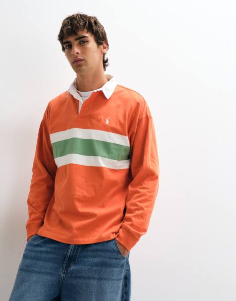 Polo Ralph Lauren polo rugby o luźnym kroju w kolorze pomarańczowym i zielonym - view 1
