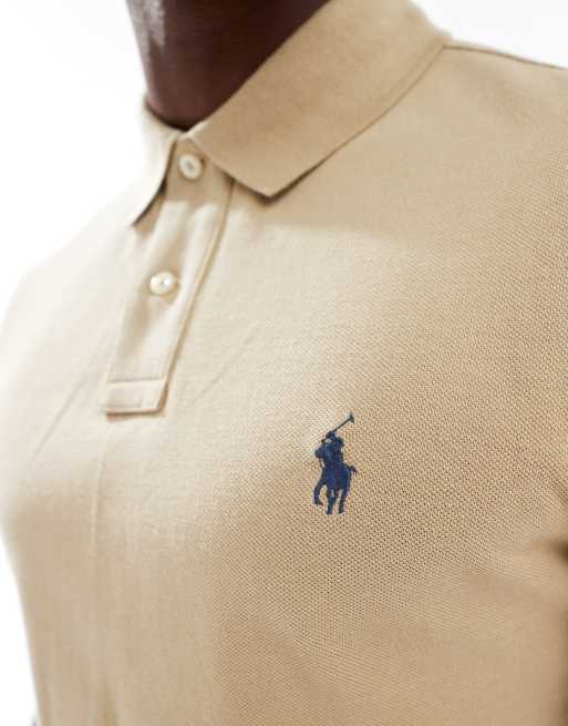 Polo Ralph Lauren - Polo slim in piqué beige con logo, 4 di 4