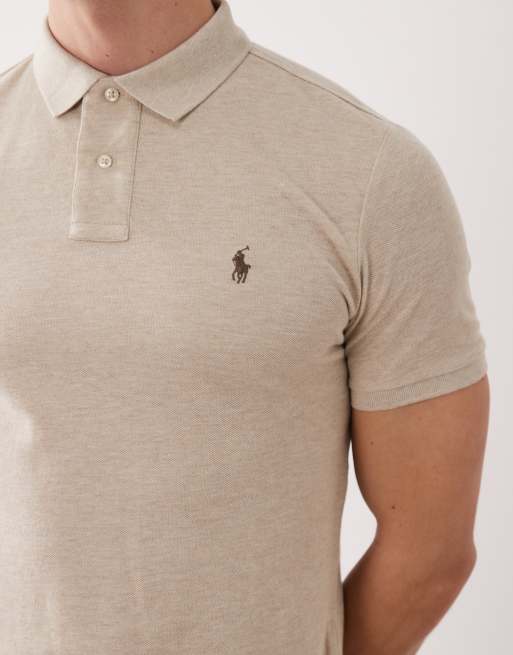 Polo Ralph Lauren - Polo slim in piqué beige con logo, 5 di 5