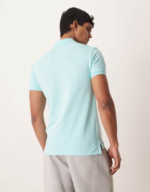 Polo Ralph Lauren - Polo slim in piqué blu acqua con logo, 4 di 5