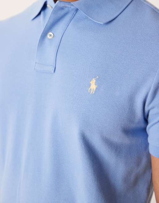 Polo Ralph Lauren - Polo slim in piqué blu medio con logo, 3 di 5