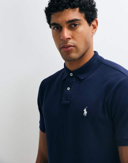 Polo Ralph Lauren - Polo slim in piqué blu navy con logo, 4 di 5