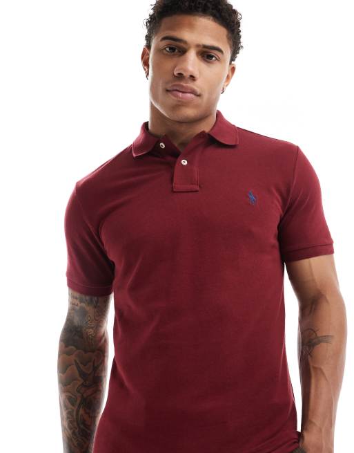 Polo Ralph Lauren - Polo slim in piqué bordeaux con logo