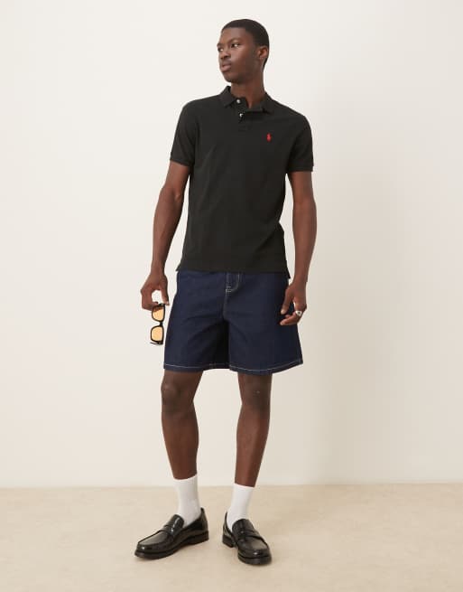 Polo Ralph Lauren - Polo slim in piqué nera con logo, 4 di 4