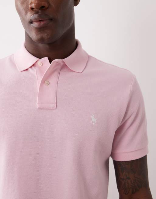 Polo Ralph Lauren - Polo slim in piqué rosa con logo, 5 di 5