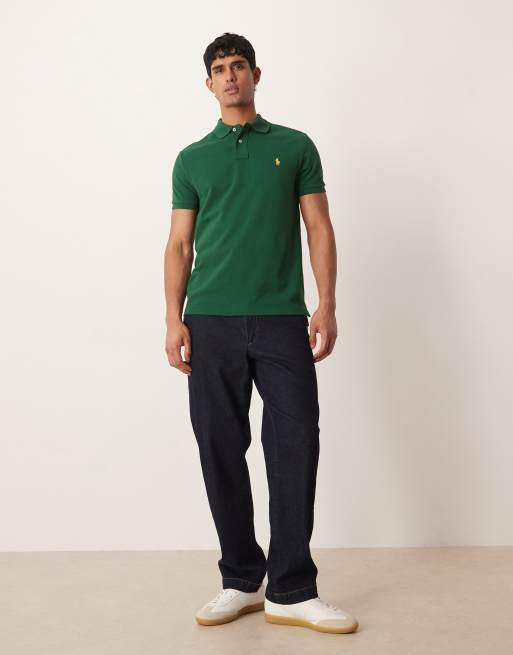 Polo Ralph Lauren - Polo slim in piqué verde con logo, 3 di 5