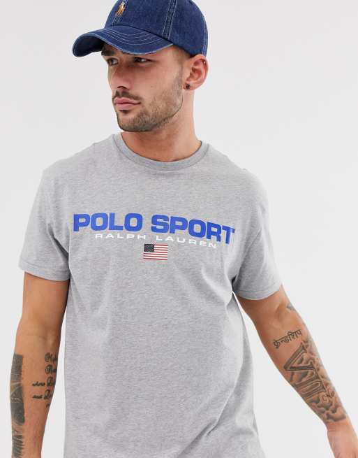 Polo Ralph Lauren Polo Sport Capsule large logo t-shirt in gray marl