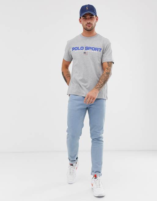 Polo Ralph Lauren Polo Sport Capsule large logo t-shirt in gray marl | ASOS