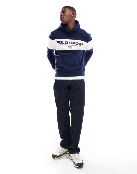 Polo Ralph Lauren - Polo Sport Capsule - Sweat à capuche avec logo et empiècements - Bleu marine - view 1