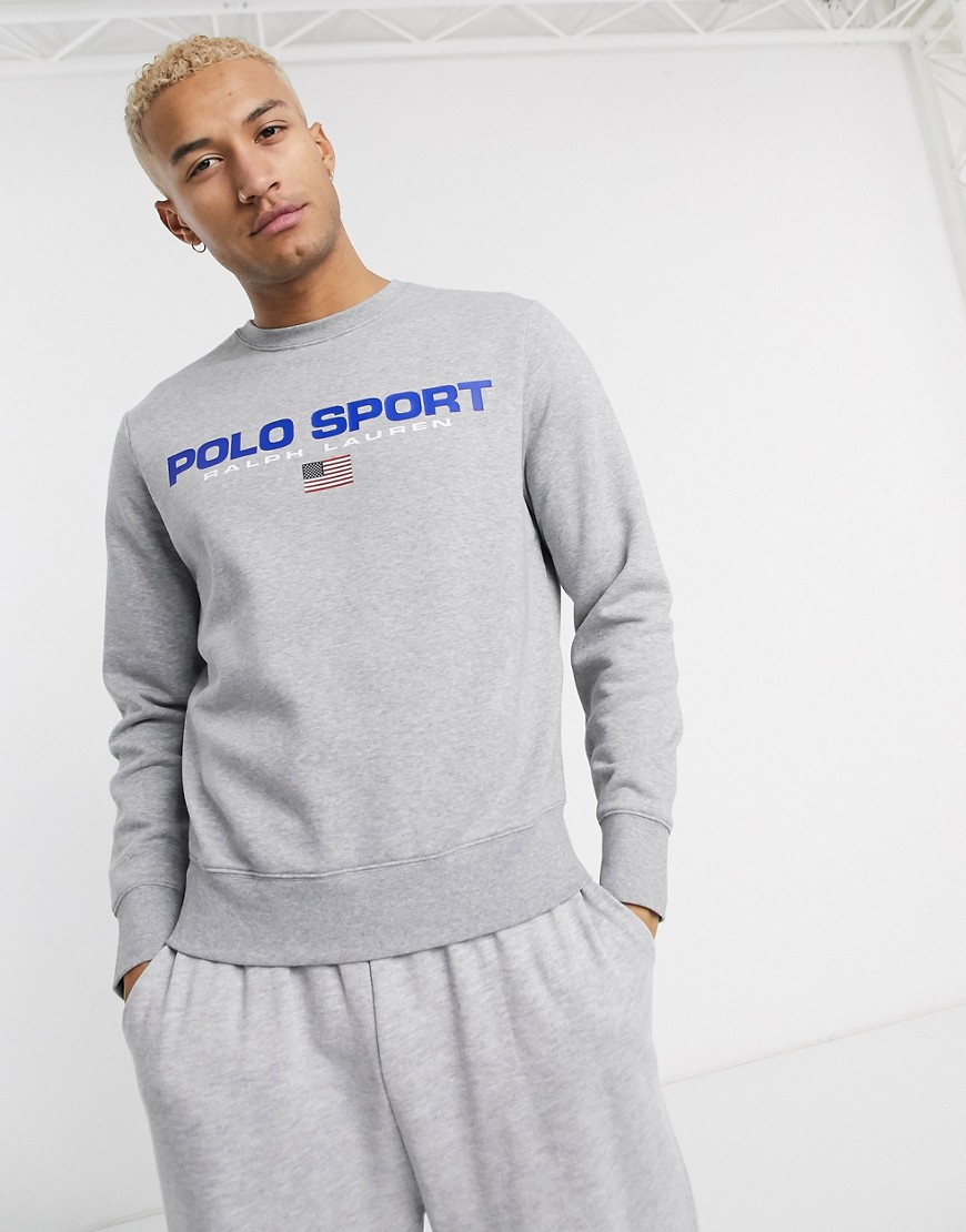 Polo Ralph Lauren- Polo Sport - Capsule - Sweatshirt met groot logo in gemêleerd grijs