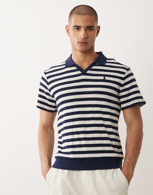 Polo Ralph Lauren - Polo stile rugby blu navy e bianca a righe, 3 di 5