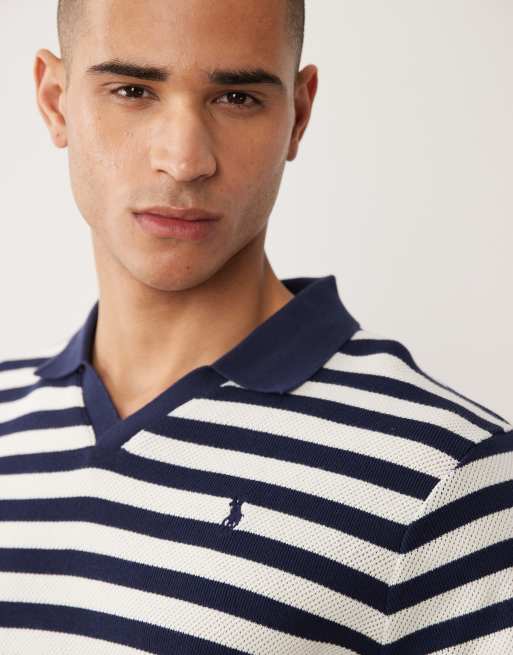 Polo Ralph Lauren - Polo stile rugby blu navy e bianca a righe, 4 di 5