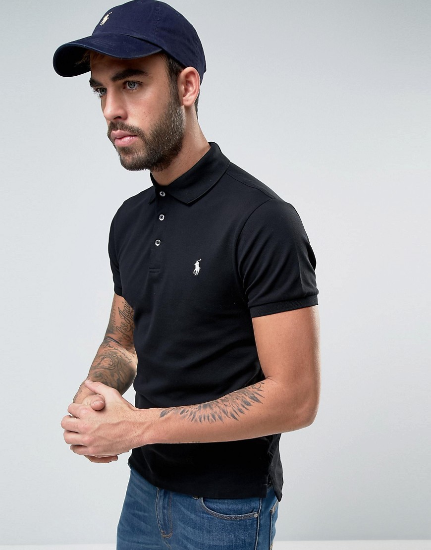 Polo Ralph Lauren - Poloshirt met stretch in slim-fit in zwart
