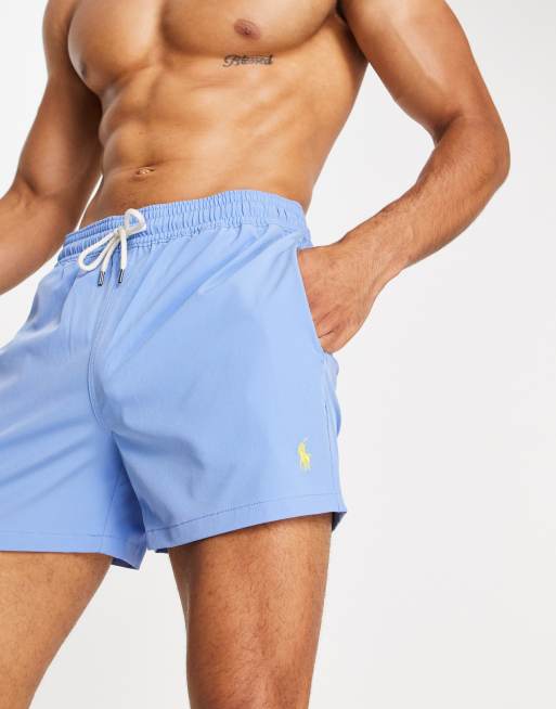 Polo Ralph Lauren polyester Traveler player logo slim fit swim shorts in  harbor island blue - MBLUE | ASOS