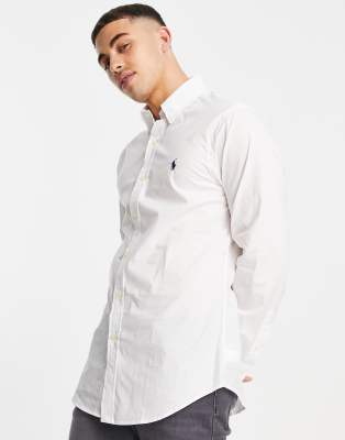 ralph lauren slim fit poplin shirt white