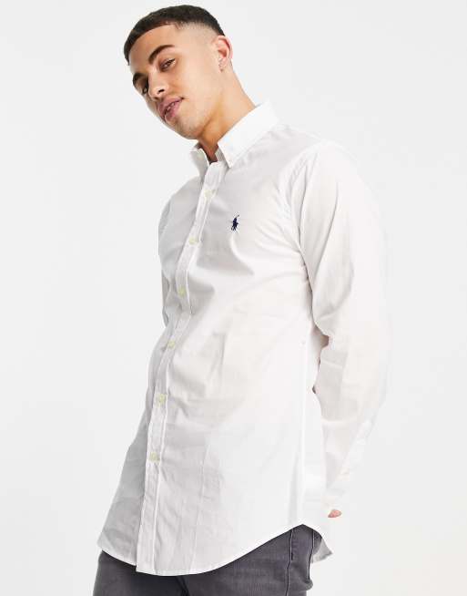 Mens white slim 2025 fit ralph lauren shirt