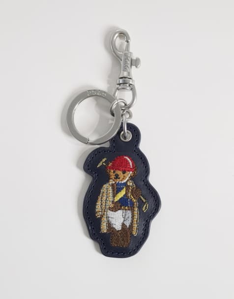 Polo Ralph Lauren - Porte-clés en cuir à motif ours - Bleu marine Newport - view 1