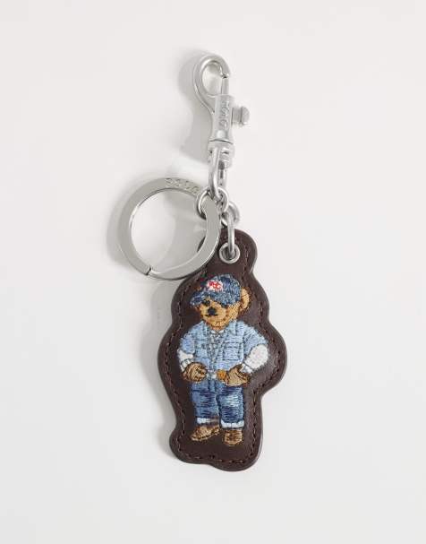 Polo Ralph Lauren - Porte-clés en cuir avec motif ours - Marron foncé - view 1