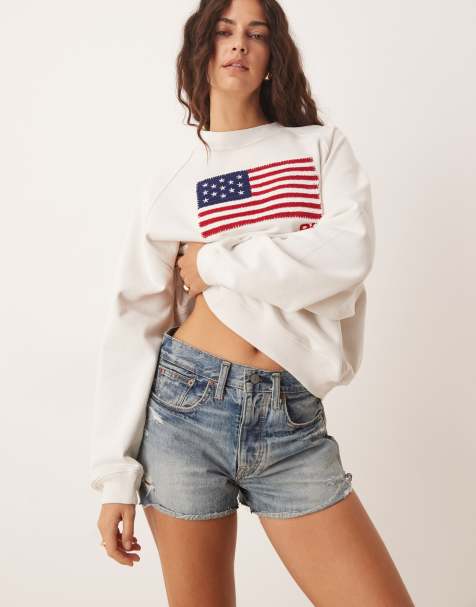 Polo Ralph Lauren ripped denim shorts in dark washed blue