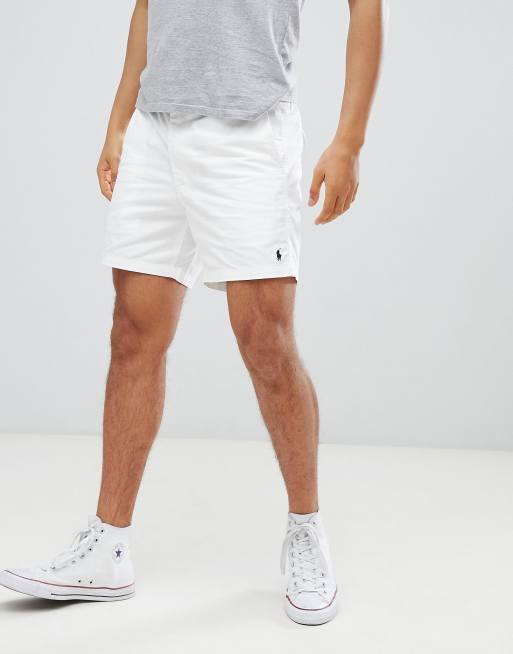 Polo Ralph Lauren - Prepster - Chino corti con coulisse e logo a giocatore bianchi