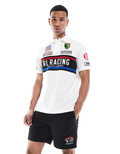 Polo Ralph Lauren - Prepster - Chinoshort van keperstof met platte voorkant en racing-logo in zwart - view 1