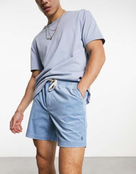 Polo Ralph Lauren Prepster flat front cord chino shorts classic oversized fit in light blue - view 1