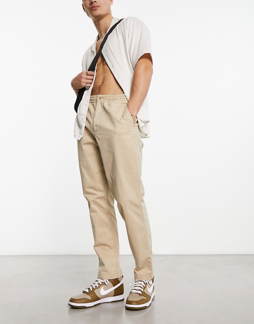Polo Ralph Lauren Prepster flat front twill chino trousers classic oversized fit in classic beige-Br