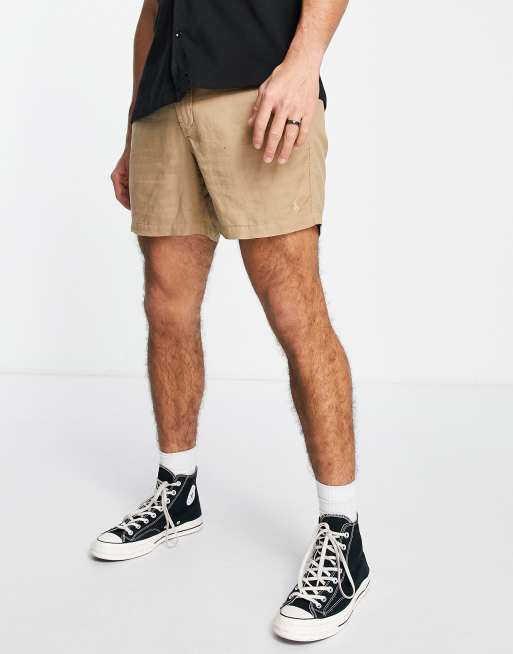 Polo Ralph Lauren Prepster icon logo linen blend shorts in tan | ASOS