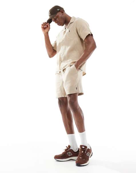 Polo Ralph Lauren Prepster icon logo linen shorts in beige (part of a set) - view 1