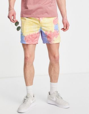 Polo Ralph Lauren prepster icon logo tie dye seersucker shorts in multi co-ord