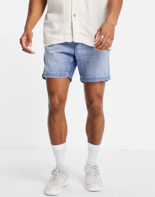 denim polo shorts