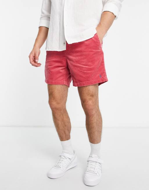 Polo Ralph Lauren - Prepster short van corduroy met ponylogo in rood met wassing