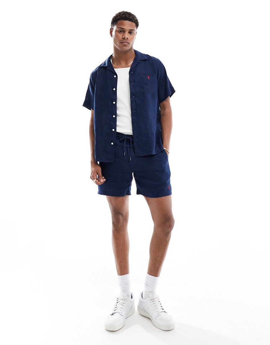 Polo Ralph Lauren Prepsters icon logo linen shorts in navy CO-ORD