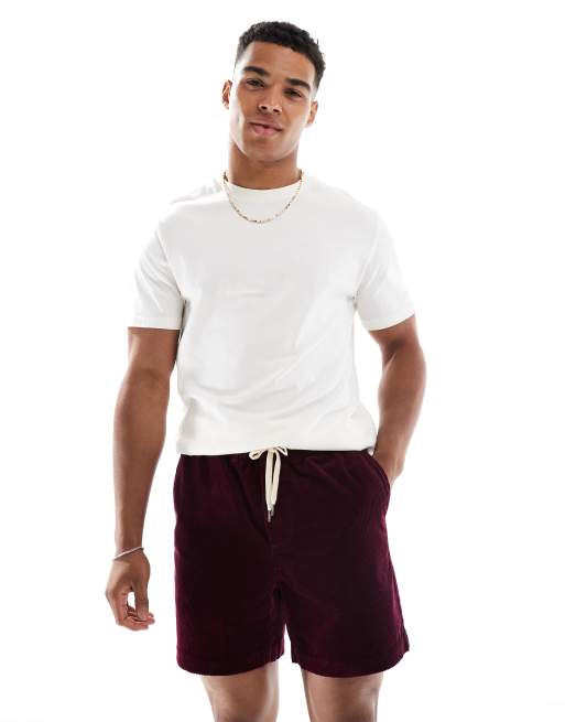 Polo Ralph Lauren - Prepsters - Pantaloncini in velluto a coste bordeaux piatti sul davanti