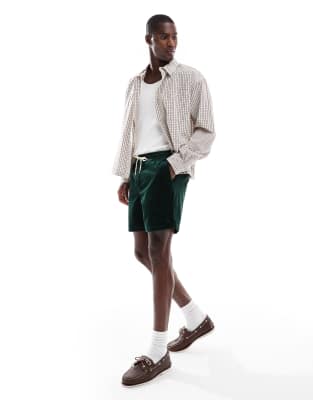 Polo Ralph Lauren - Prepsters - Pantaloncini in velluto a coste verde medio piatti sul davanti - view 1