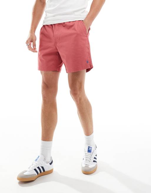 polo med Ralph Lauren - Prepsters - Short chino plat en sergé à logo emblématique - Rouge délavé