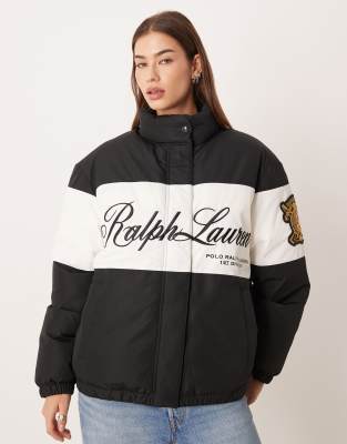 Polo Ralph Lauren - Puffermantel in Schwarz mit Brust-Logo
