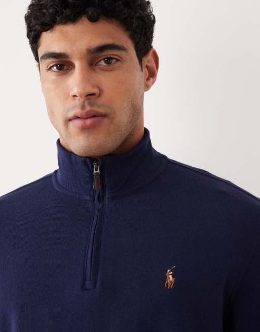 Polo Ralph Lauren - Pull à logo emblématique et demi-fermeture éclair - Bleu marine, 5 de 5