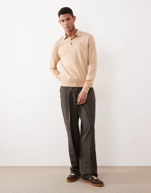 Polo Ralph Lauren - Pull en coton à col polo et logo emblématique - Camel chiné, 2 de 5