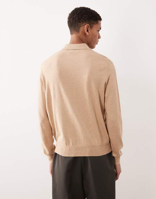 Polo Ralph Lauren - Pull en coton à col polo et logo emblématique - Camel chiné, 3 de 5