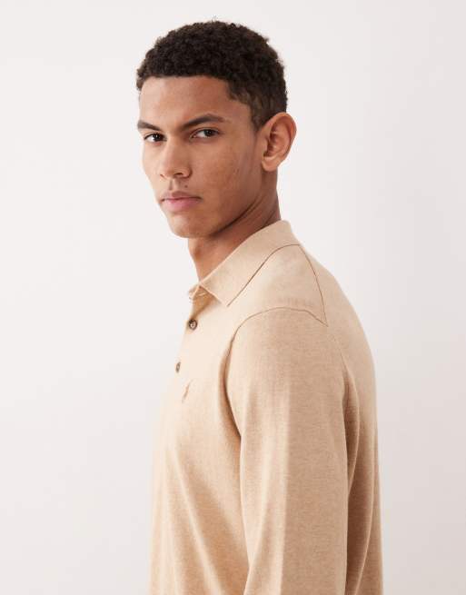 Polo Ralph Lauren - Pull en coton à col polo et logo emblématique - Camel chiné, 4 de 5